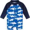 imageGerber Boys Toddler Long Sleeve One Piece Sun Protection Rashguard SwimsuitBlue and White Sharks