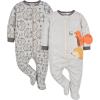 imageGerber babyboys 2pack Snug Fit Footed Cotton PajamasHedgehog  Squirrel