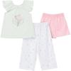 imageGerber babygirls 3piece Pajama Set Polyester Jersey Top Pants  ShortsWildflowers
