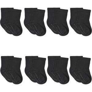 imageGerber Baby 8Pack WiggleProof Jersey Crew SocksBlack