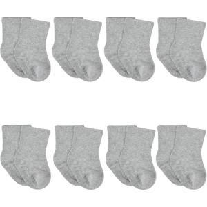 imageGerber Baby 8Pack WiggleProof Jersey Crew SocksGray Heather