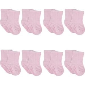 imageGerber Baby 8Pack WiggleProof Jersey Crew SocksLight Pink