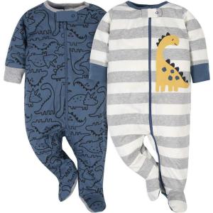 imageGerber Baby Boys 2Pack Footed PajamasDinosaurAdventure