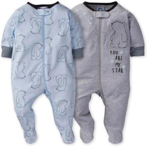 imageGerber Baby Boys 2Pack Footed PajamasHello Bear