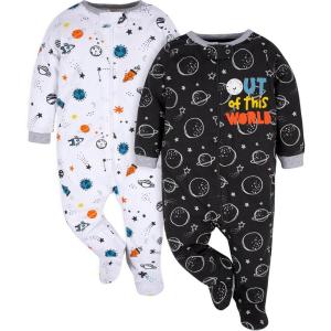 imageGerber Baby Boys 2Pack Footed PajamasSpace Black