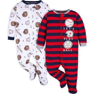 imageGerber Baby Boys 2Pack Footed PajamasSports Blue