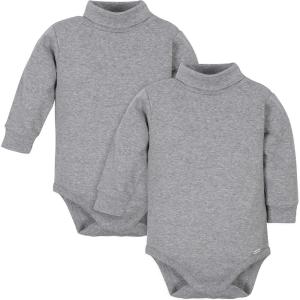 imageGerber Baby Boys 2Pack Long Sleeve Turtleneck Onesies BodysuitsGray