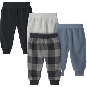 imageGerber Baby Boys 4Pack Microfleece SweatpantsNavy Gingham