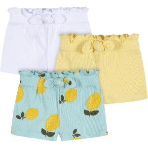imageGerber Baby Girls Toddler 3Pack Pullon Knit ShortsYellow Lemons