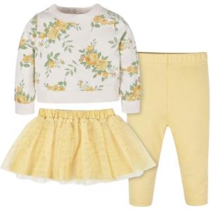 imageGerber Baby Girls Toddler 3Piece French Terry Top Tulle Tutu ampamp Legging Set