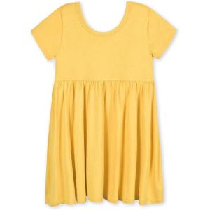 imageGerber Baby Girls Toddler Buttery Soft Short Sleeve Twirl Dress with Viscose Made from EucalyptusHoney