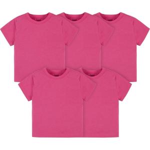 imageGerber Baby Toddler 5Pack Solid Short Sleeve TShirts Jersey 160 GSMHot Pink