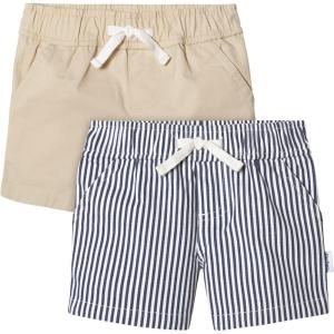 imageGerber Baby Toddler Unisex Stretch Chino ShortsNavy StripeKhaki