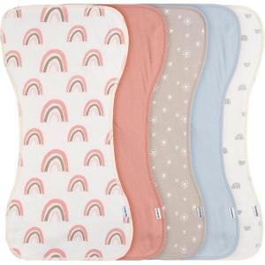 imageGerber Baby Unisex Burp Cloths 5Pack Rust Tan Size 105quot x 21quotPink Rainbows