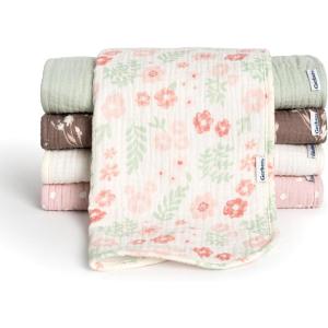 imageGerber Baby Unisex Muslin Burp Cloths 5Pack Multi Rainbow Large Size 20quot x 10quotMulti Pink Floral