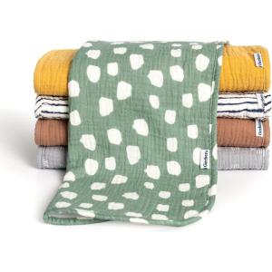 imageGerber Baby Unisex Muslin Burp Cloths 5Pack Multi Rainbow Large Size 20quot x 10quotMulti Teal Dots