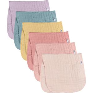imageGerber Baby Unisex Muslin Burp Cloths 6Pack Multi Rainbow Large Size 20quot x 10quotSolid Multi Rainbow