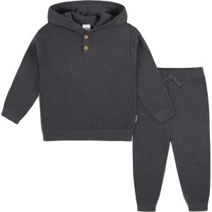 imageGerber Baby ampamp Toddler Boys Sweater Knit Hooded Top and Pant SetCharcoal