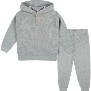 imageGerber Baby ampamp Toddler Boys Sweater Knit Hooded Top and Pant SetGrey Heather