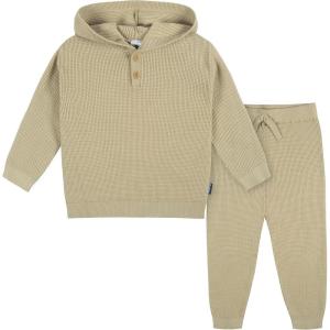 imageGerber Baby ampamp Toddler Boys Sweater Knit Hooded Top and Pant SetTan