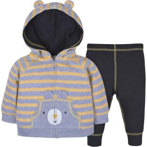 imageGerber Baby ampamp Toddler Boys Zip Hoodie and Jogger Clothing SetBear Grey