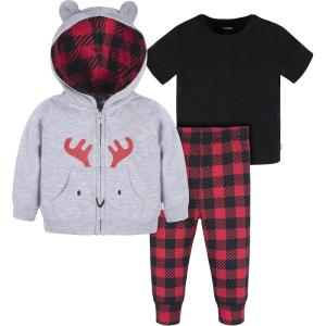 imageGerber Baby ampamp Toddler Boys Zip Hoodie and Jogger Clothing SetRed Moose