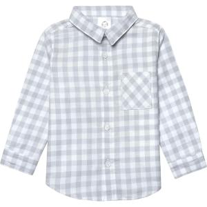 imageGerber Baby and Toddler Boys Long Sleeve Button Up Plaid ShirtGray Plaid