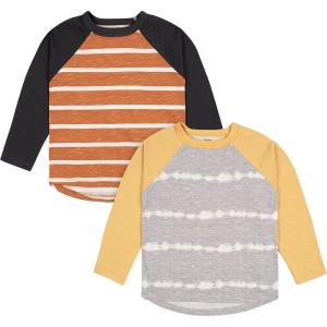 imageGerber BabyBoys Toddler 2Pack Long Sleeve Pocket TeesBaby and Toddler TShirt SetGrey  Rust Tie Dye
