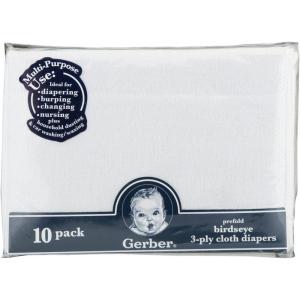 imageGerber Unisex Baby Boys Girls Gauze Prefold Cloth Diapers Multipack White 10 Pack10 Pack