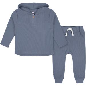 imageGerber babyboys Toddler 2piece Waffle Hooded Top ampamp Jogger SetBlue