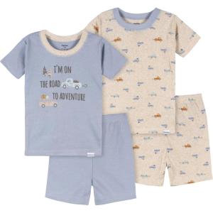 imageGerber babyboys Toddler Snug Fit 4piece Pajama Short SetCars