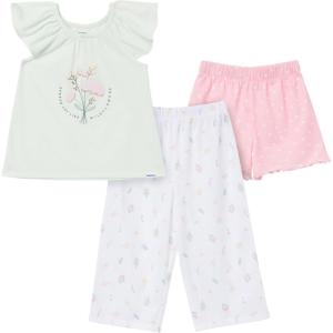 imageGerber babygirls 3piece Pajama Set Polyester Jersey Top Pants  ShortsWildflowers