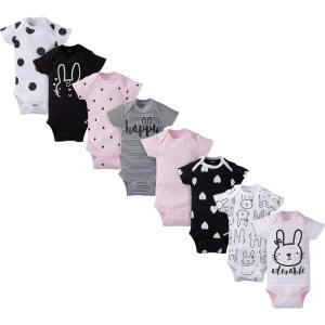 imageGerber babygirls 8pack Short Sleeve Onesies BodysuitsPink Bunny