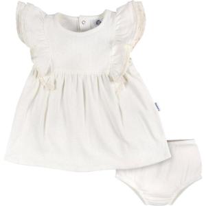 imageGerber babygirls Cotton Dress and Diaper Cover SetIvory