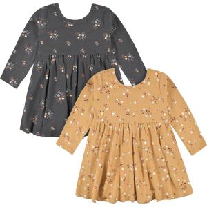 imageGerber babygirls Toddler 2pack Long Sleeve DressesDark Floral