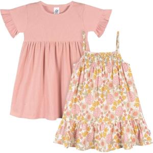 imageGerber babygirls Toddler Shortsleeve and Sleeveless Dress SetRetro Floral