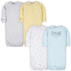 imageGerber unisexbaby Baby Boy and Girls 4pack Sleeper GownWords Grey