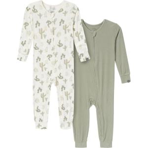 imageModern Moments by Gerber Unisex Baby Viscose 2Pack Footless Tight Fitting PajamasIvory Cactus