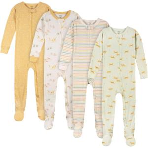 imageGerber UnisexBaby 4Pack Footed PajamasSafari