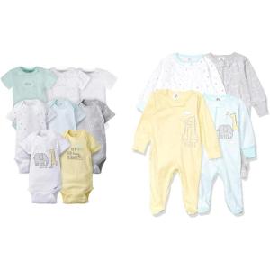 imageGerber 8pack Short Sleeve Onesies and 4Pack Sleep N Play Clothing BundleAnimals