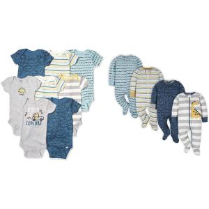 imageGerber 8pack Short Sleeve Onesies and 4Pack Sleep N Play Clothing BundleDinosaur