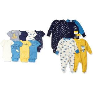 imageGerber 8pack Short Sleeve Onesies and 4Pack Sleep N Play Clothing BundleFox Navy