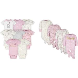 imageGerber 8pack Short Sleeve Onesies and 4Pack Sleep N Play Clothing BundlePrincess