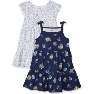 imageGerber Baby Girls 2Pack Short Sleeve Cotton DressesBlue Floral
