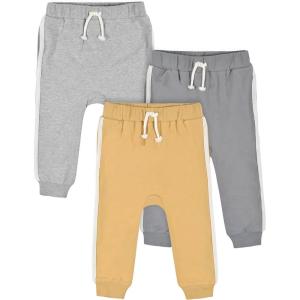 imageGerber BabyBoys Toddler 3Pack Jogger PantsMustard and Grey