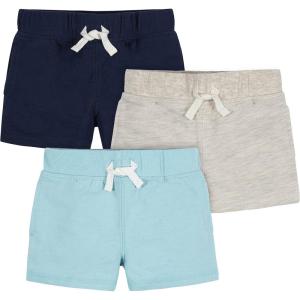imageGerber BabyBoys Toddler 3Pack Pullon Knit ShortsBlue  Gray