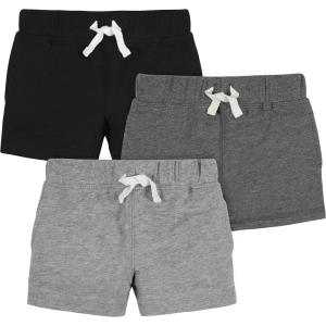 imageGerber BabyBoys Toddler 3Pack Pullon Knit ShortsGray  Black