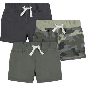 imageGerber BabyBoys Toddler 3Pack Pullon Knit ShortsGreen Camo