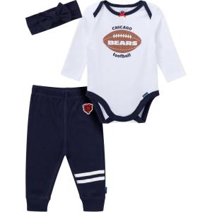 imageGerber NFL babygirls 3piece Onesie Bodysuit Pants ampamp Headband SetBears