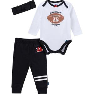 imageGerber NFL babygirls 3piece Onesie Bodysuit Pants ampamp Headband SetBengals